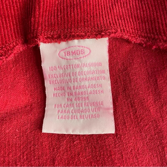 Red Corduroy Floral Embroidery Jumper Dress 18M Cotton - Picture 9 of 11